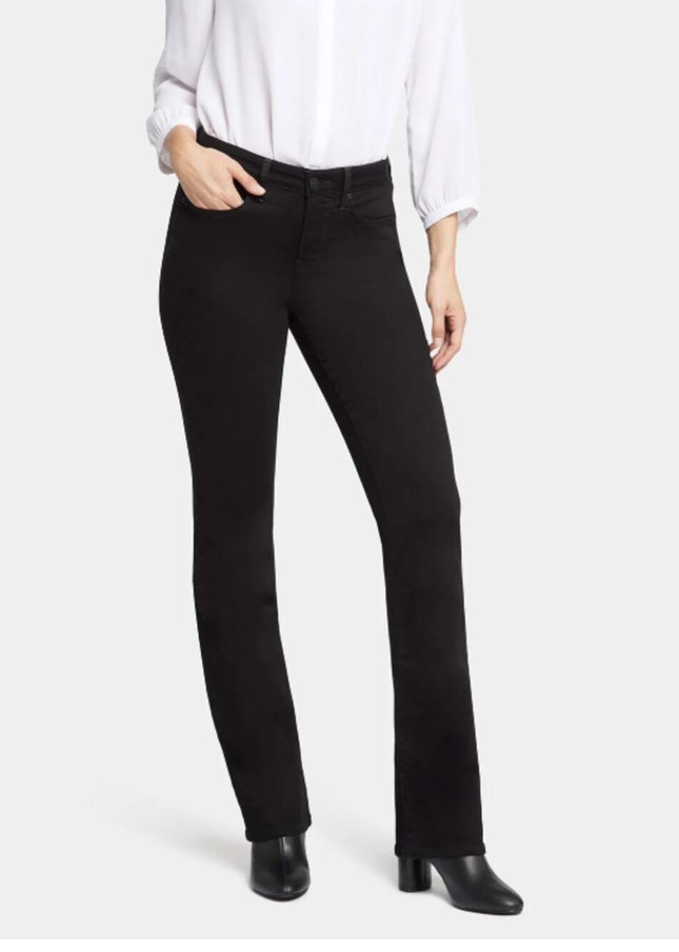NYDJ Women's Barbara Bootcut Jeans Size 0/25 Black Lift Tuck Cotton Stretch NWT